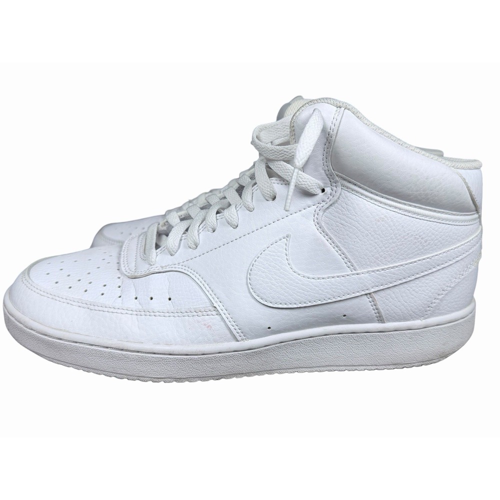 Nike Court Vision Mid Next Nature Triple White Sneakers Men's 12 Leather Shoesโ